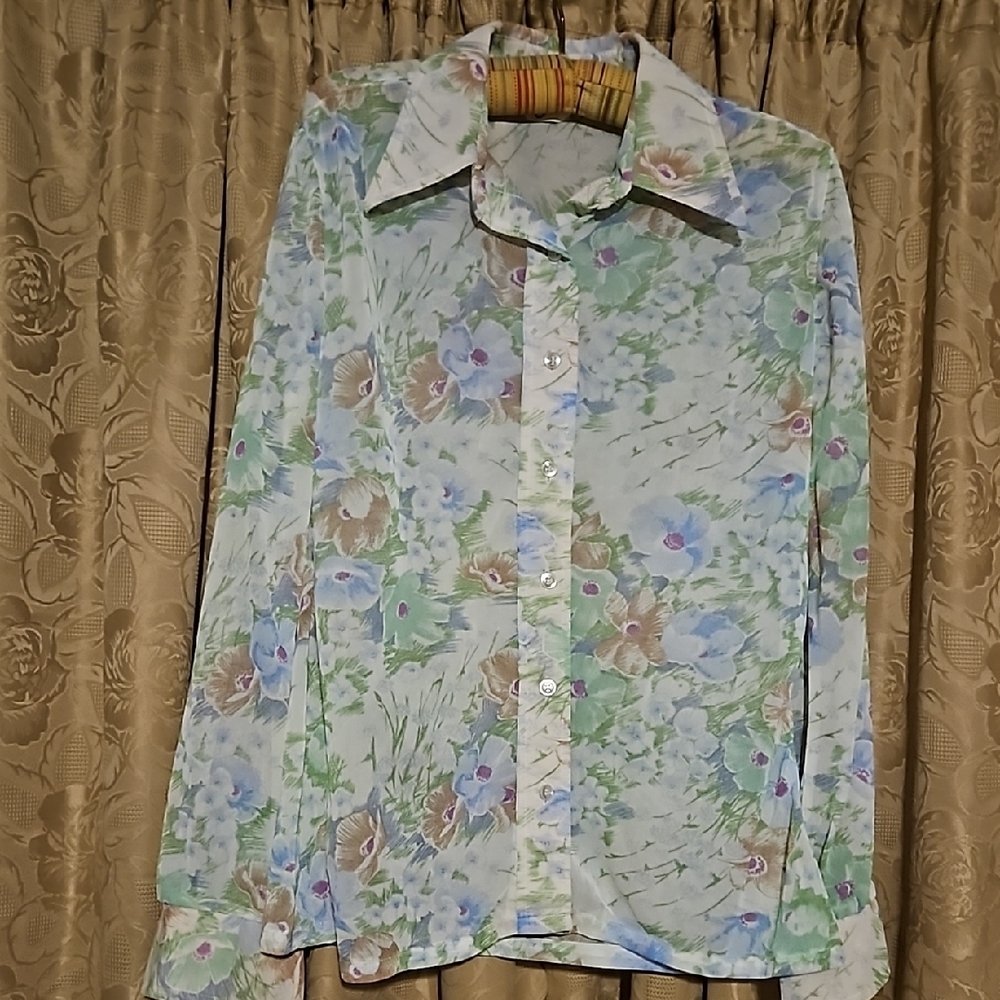 Floral Sheer Button-Up Blouse